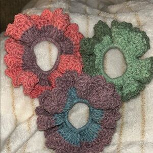 Hand Crafted Multicolor Crochet Hair Scrunchies
